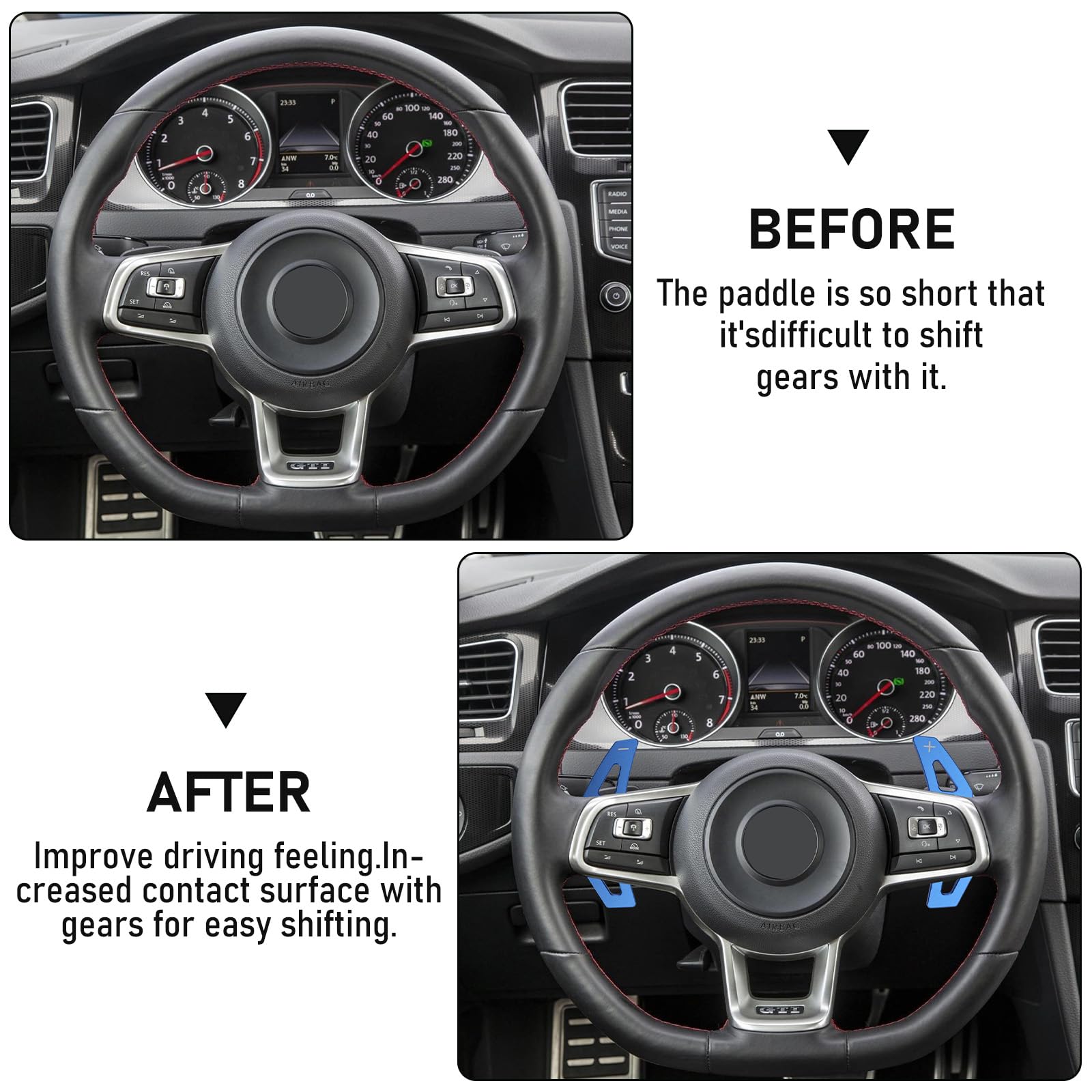 Gearmax® 1 paar DSG Paddle Shift Verlenging stuurwiel versnellingsschakelaar uitbreidingen (zwart
