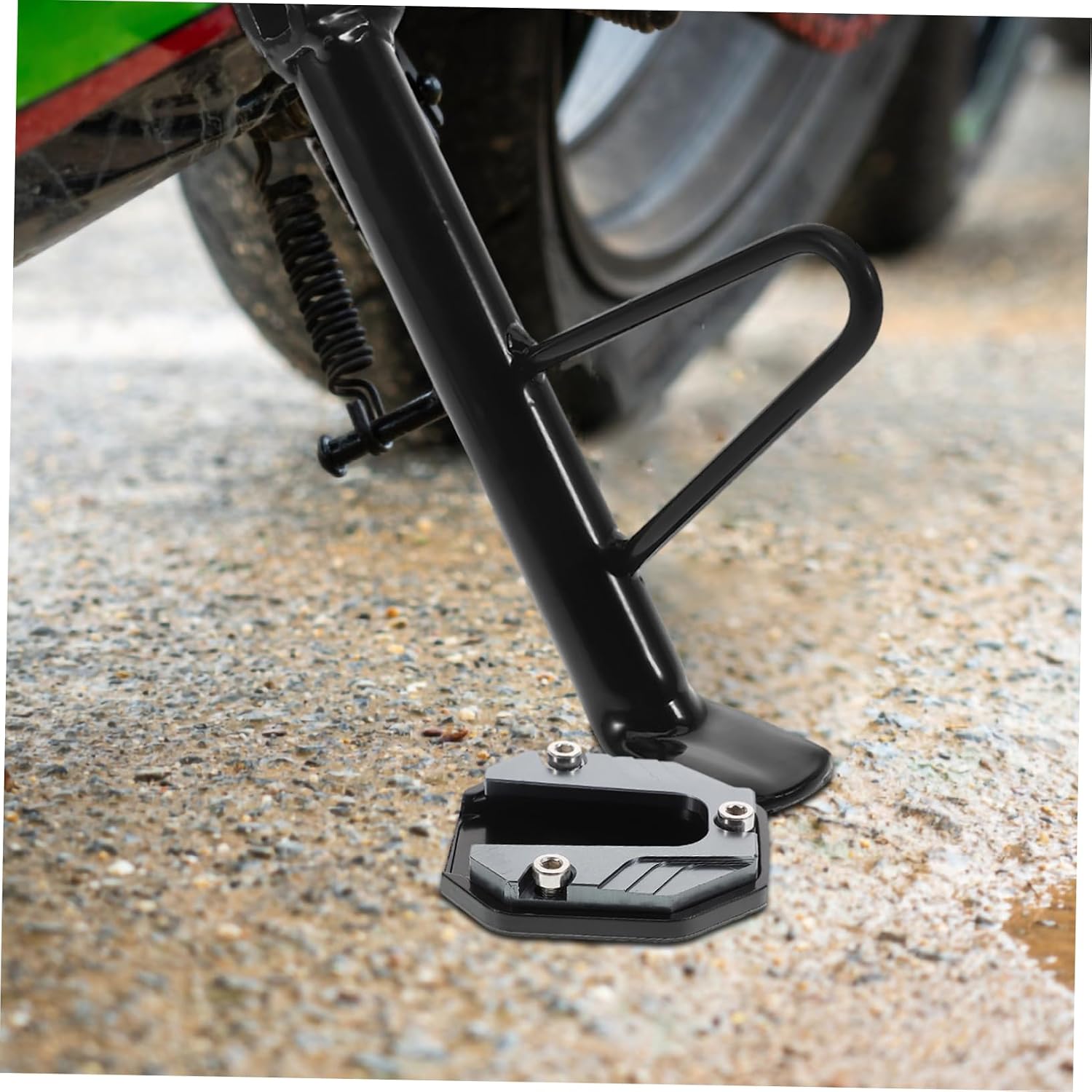 Garneck Kickstand Foot Side Stand Pad Motorcycle Kickstand Enlarger Plate Sturdy Aluminum Alloy Slip Design Fit