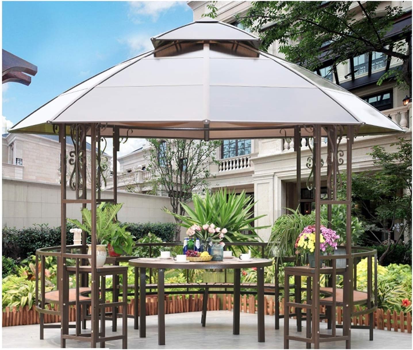 SICFUX Hardtop Patio Gazebo Outdoor Hardtop Gazebo 12x12