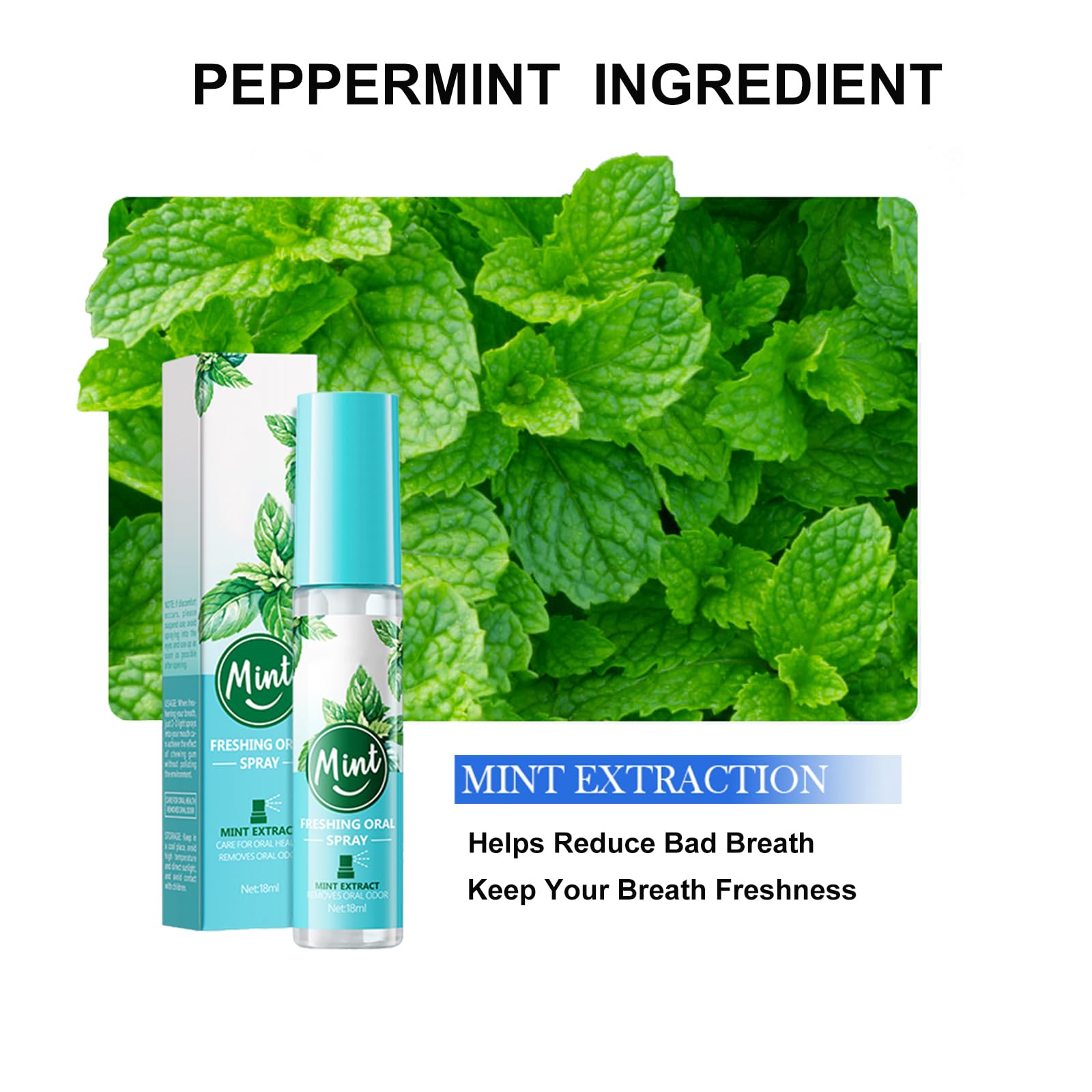 Spray Alito,Spray Alito Fresco,Alito Fresco,Spray Per Alito Cattivo,Spray Sapore Di Frutta, Odore Pulito,Rimozione 'Alitosi, Rinfrescante 'Alito Per L'Igiene Orale(Sapore Di Menta)