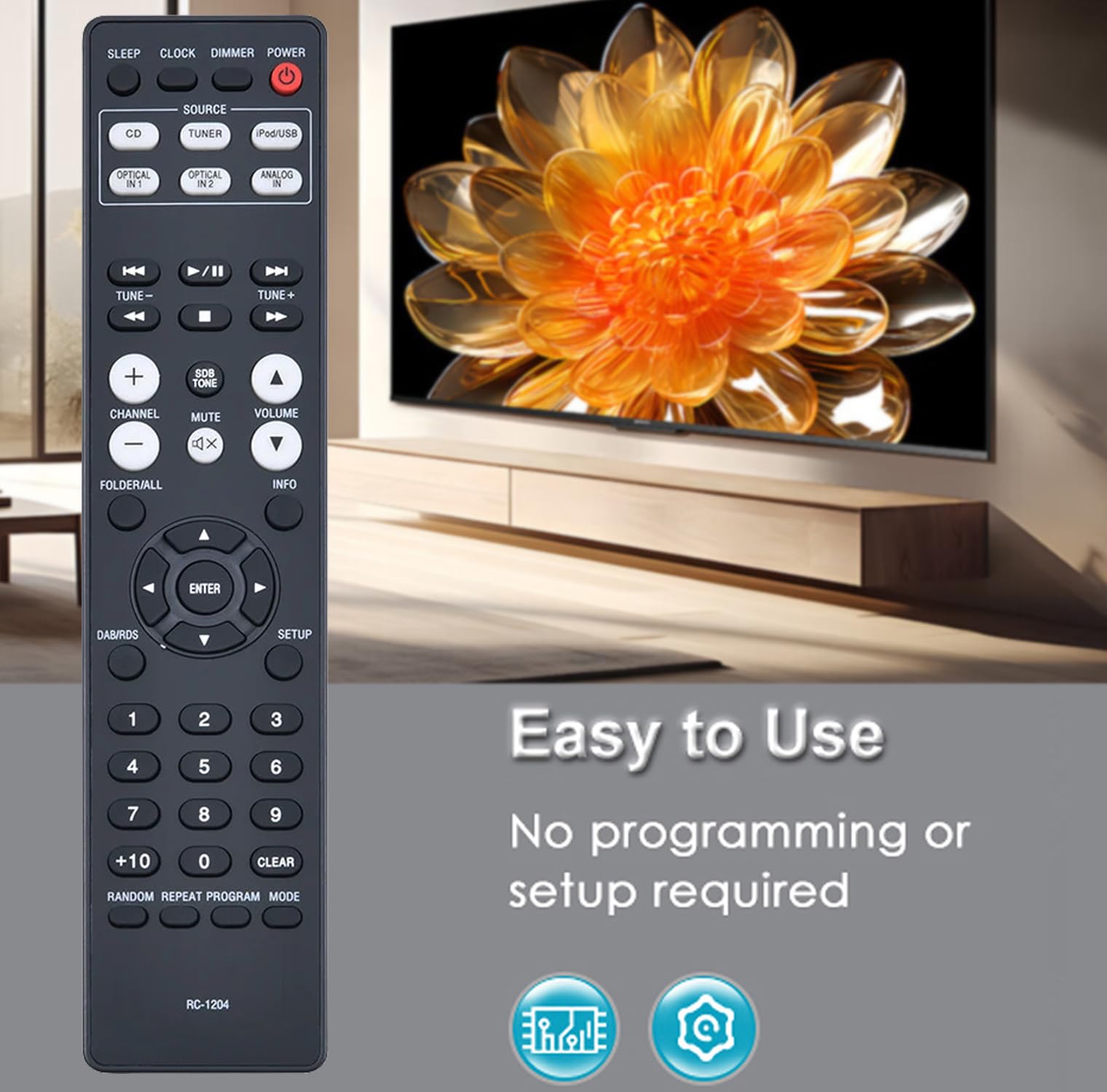 RC-1204 Télécommande De Remplacement - RC1204 AV Receiver Télécommande