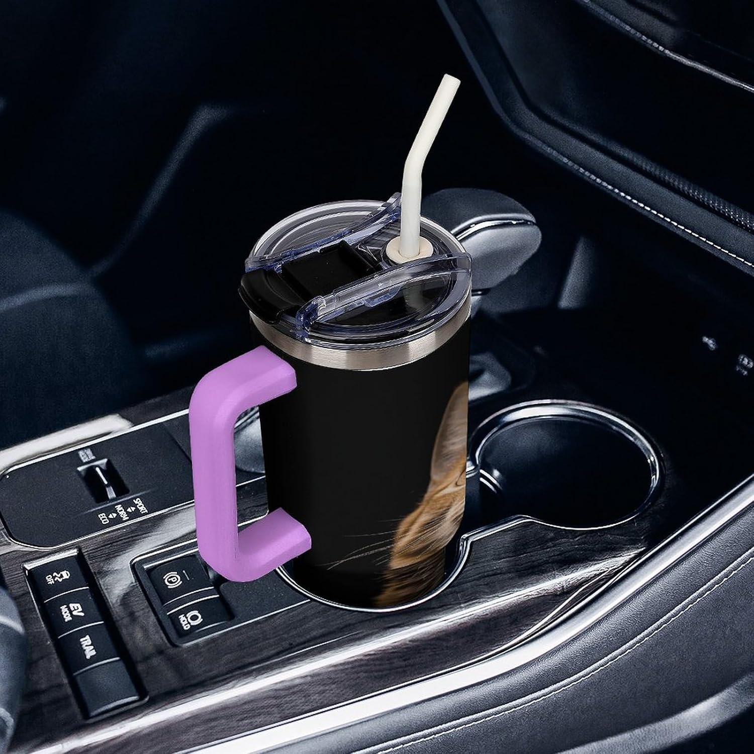 Cat Looks Up Tumbler 40 Oz with Handle&Lid Large Car Cup Stainless Steel Vacuum Travel Mug Insulated Water Bottle Leak-proof Portable Coffee Cup for Home Car Outdoor