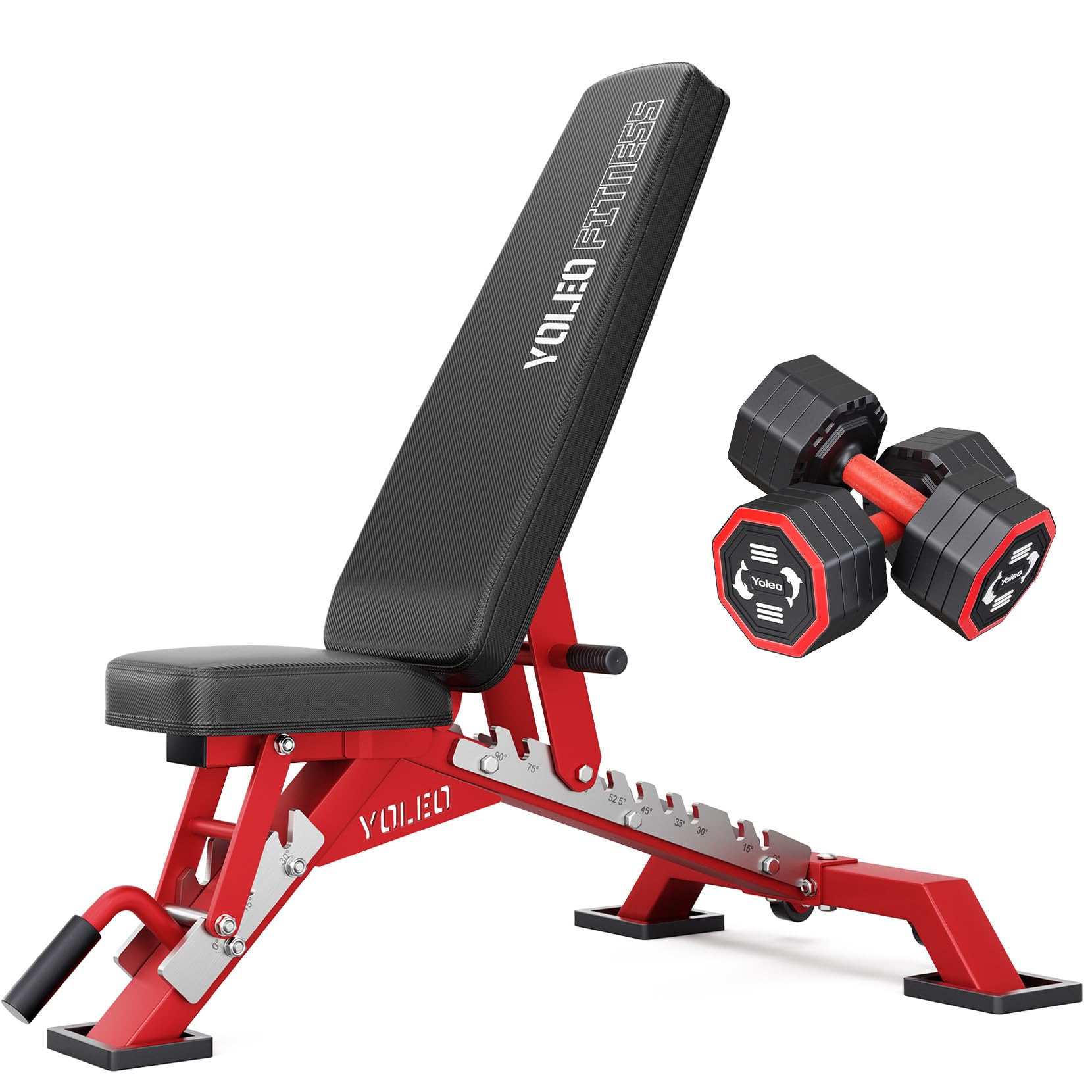 YOLEO Commercial Adjustable Weight Bench - MAX 2315LBS Heavy Duty Workout Bench for Home Gym, Flat/Incline/Decline Bench Press 2.4" Thick Pad (6-Step