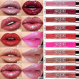 evpct 2Pcs Bronze Gold Nude Gold Matte to Glitter Liquid Lipstick Set for Women Long Lasting Glossy Metallic Shimmer Sparkle Lipstick Lip Gloss 5+14