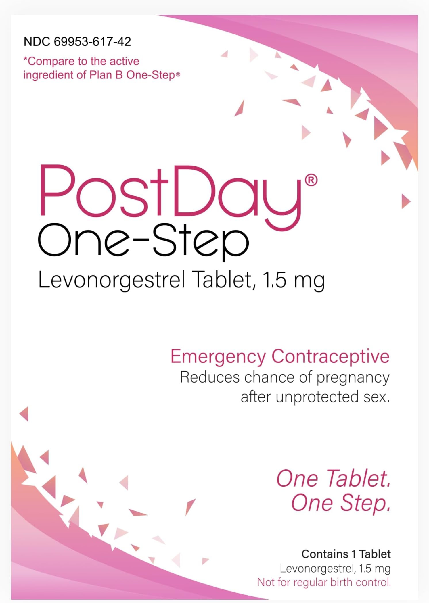 PostDay One-Step Emergency Contraceptive Levonorgestrel 1.5mg One Tablet