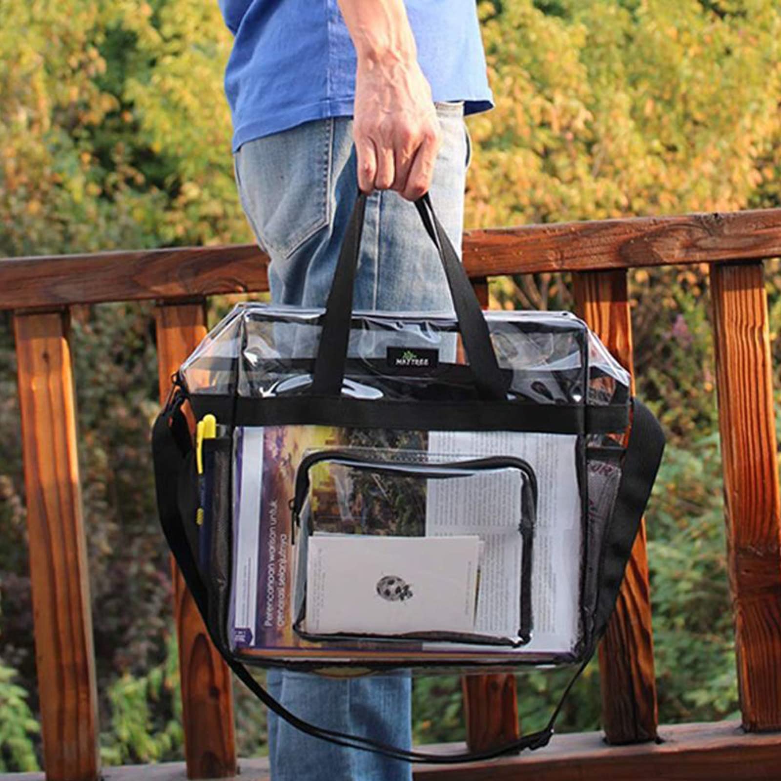Bolsa transparente Bolsa transparente de PVC BolsaTransparente Aprobada por el Estadio Bolsa de Viaje Portátil de Maquillaje para Trabajo,Juegos Deportivos y Conciertos,30 x 30 x 15cm