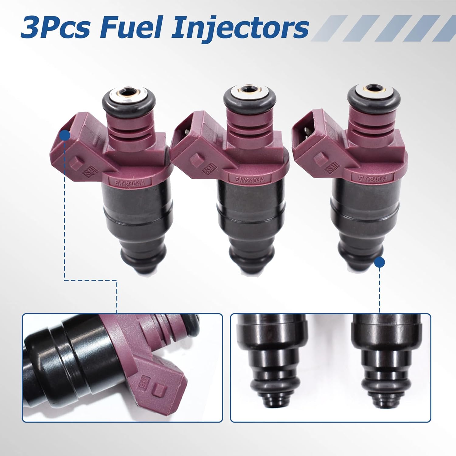 3Pcs Fuel Injectors Replacement for John Deere 825i Gator 3 Cylinder 5WY2404A MIA11720