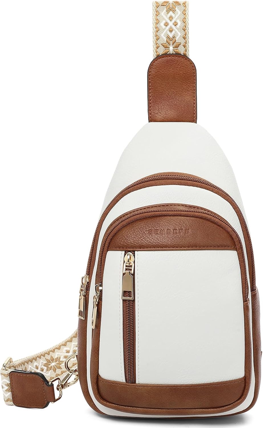 SENDEFN Small Sling Bag for Women Leather Crossbody Bags Purse for Travel Fanny Pack Chest Bag with Adjustable Guitar Strap