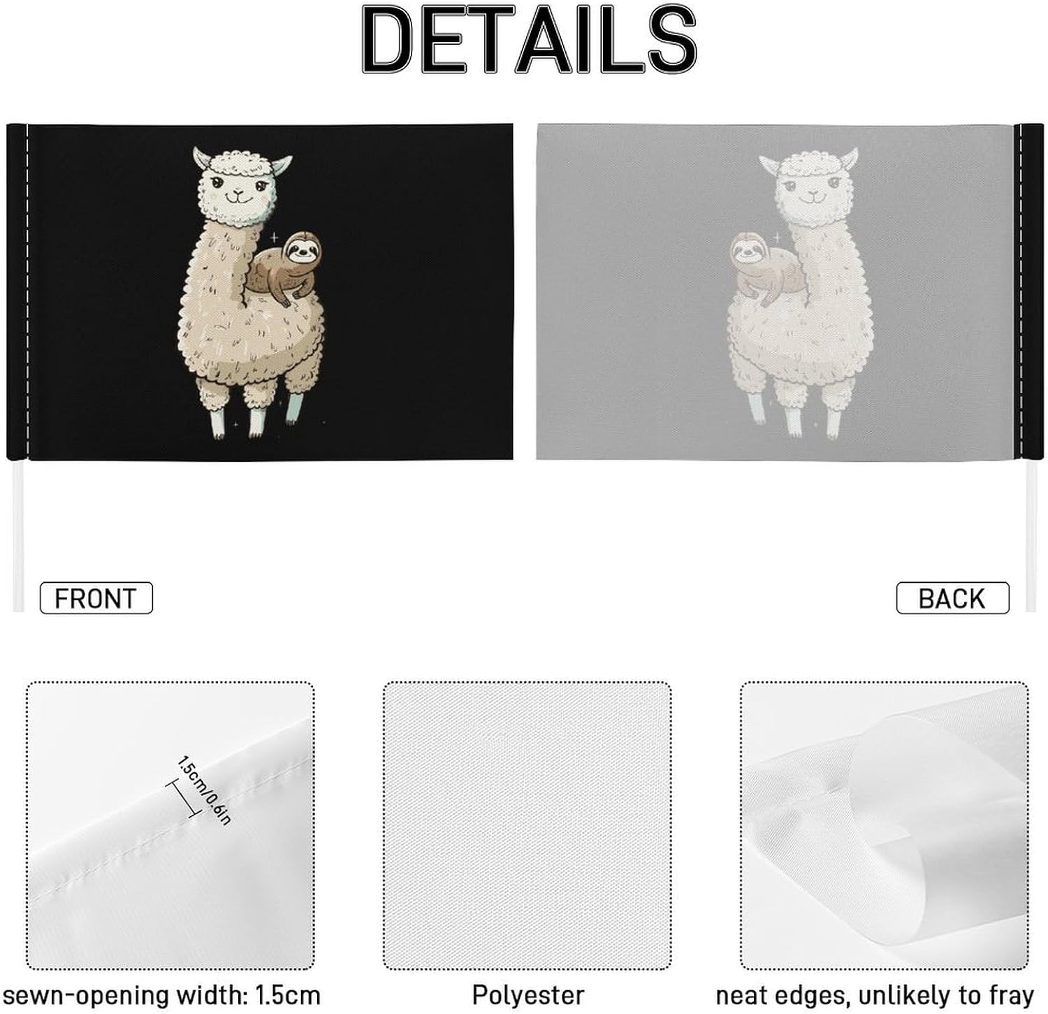 Cute Sloth Alpaca Llama Car Flag Polyester Clip Flags Mini Handheld Banners for Auto Outside Travel Decor image 3