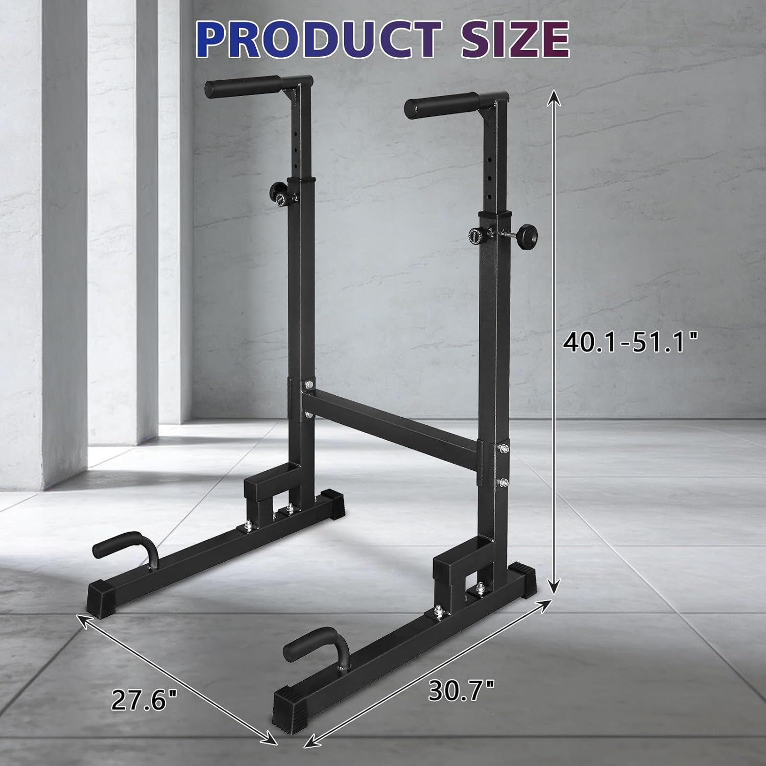 MIUDGIG Adjustable Height Dip Bar Station, Multi-function Dip Station Pull Up Bar Full Body Strength Training Workout Fitness Equipment for Tricep Dips, Heavy Duty Dip Station for Home Gym