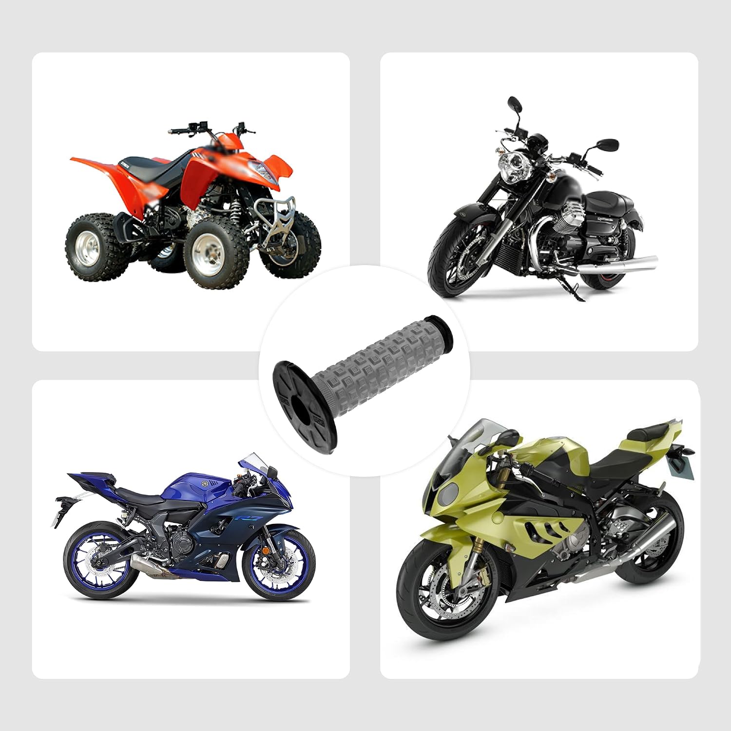 Dirt Bike Grips,7/8'' Motorcycle Grips,Non-Slip Motorcycle Parts Motorcycles Handlebar Grip,PU Pro Taper Pillow Top Grip Dirtbike Accessory for Handle Bar (Gray)