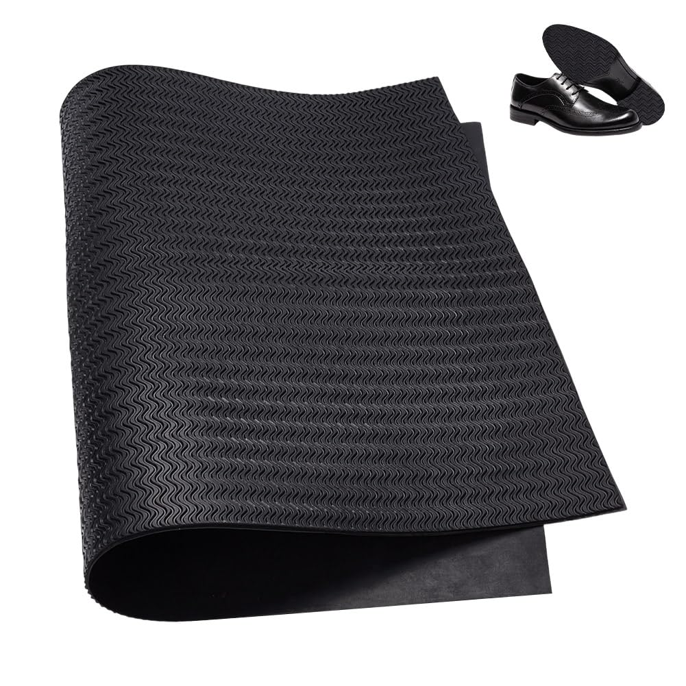NBEADS Riparazione Suola In Gomma, Materiale per La Riparazione Del Fondo Delle Scarpe Antiscivolo Da 3.5mm di Spessore per La Riparazione Della Suola per Stivali, Scarpe In Pelle, Nero, 56x38cm