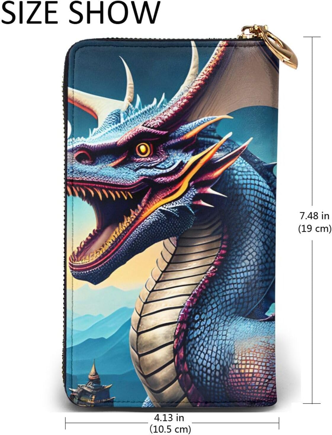 Roaring Dragon Women's wallet, clutch wallet, with zipper, large capacity.