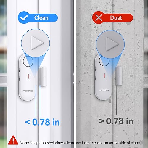 Miniatura 3 de TECKNET Alarma de ventana y puerta, alarmas de puerta para seguridad de los niños, sensores inalámbricos de alarma de puerta de ventana, alarma de