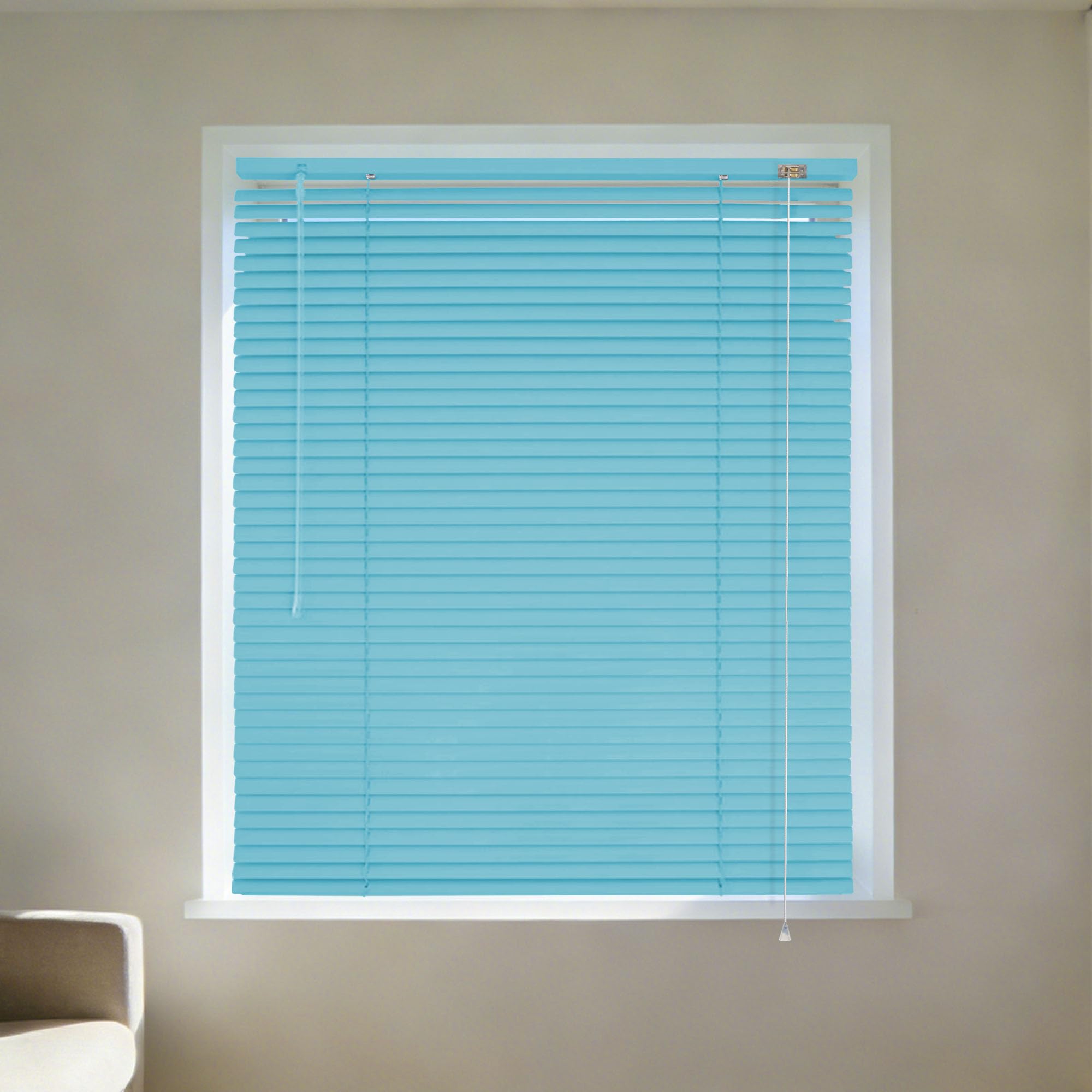 Persiana de Aluminio 90 x 90 cm Privacidad Interior Persiana Veneciana Blackout Todas Las Piezas de Montaje Incluidas para Baño Cocina Salón Dormitorio Oficina y Puerta, Azul