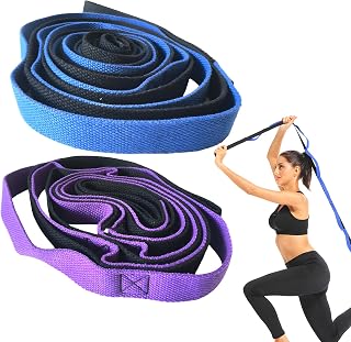 Stretching Strap Yoga Strap – Durable Non-Elastic Design with 10 Loops,Yoga Stretch Straps Ideal for Flexibility Improvement, Pilates, and Post-Workout Relaxation