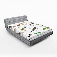 Vista 16 de Ambesonne Sábana bajera africana, estampado abstracto de líneas únicas, funda de cama con bolsillo profundo elástico para mayor comodidad