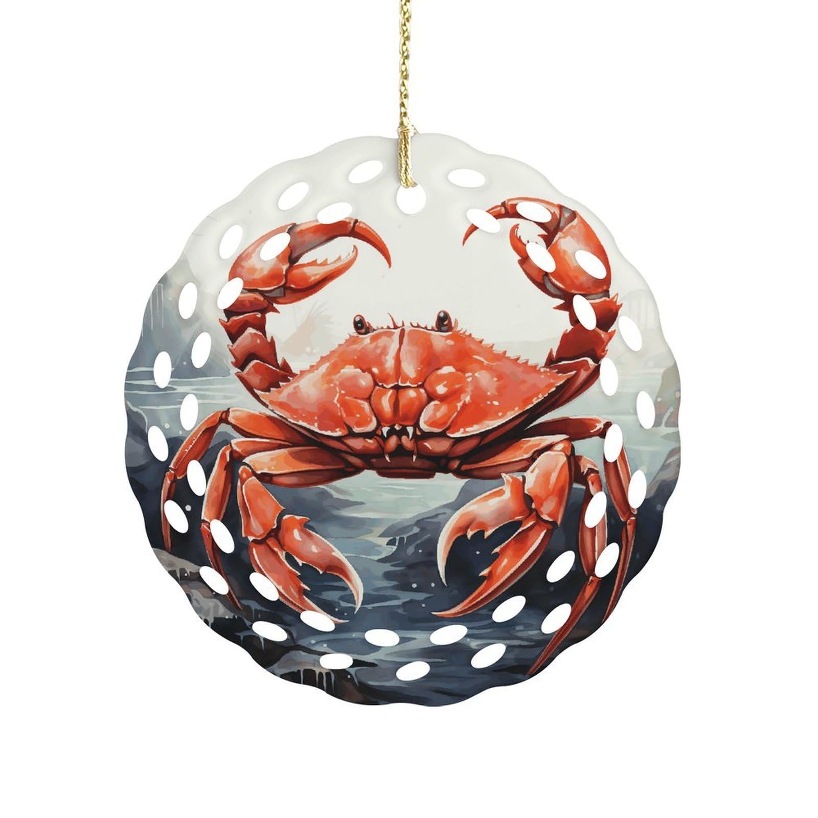 Wsoihfec Women's Style Red Crab Sea Hanging Ornament 3 Inch Round,1-Pack,Xmas Decor -Two-Sided Printed,Friend Ornament Gifts For Friends Coworker Sisters