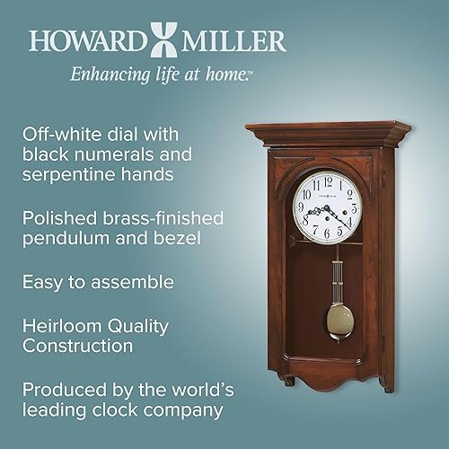 Miniatura 2 de Howard Miller Jennelle - Reloj de pared 620-445  Windsor Cherry movimiento mecánico de campanilla individual