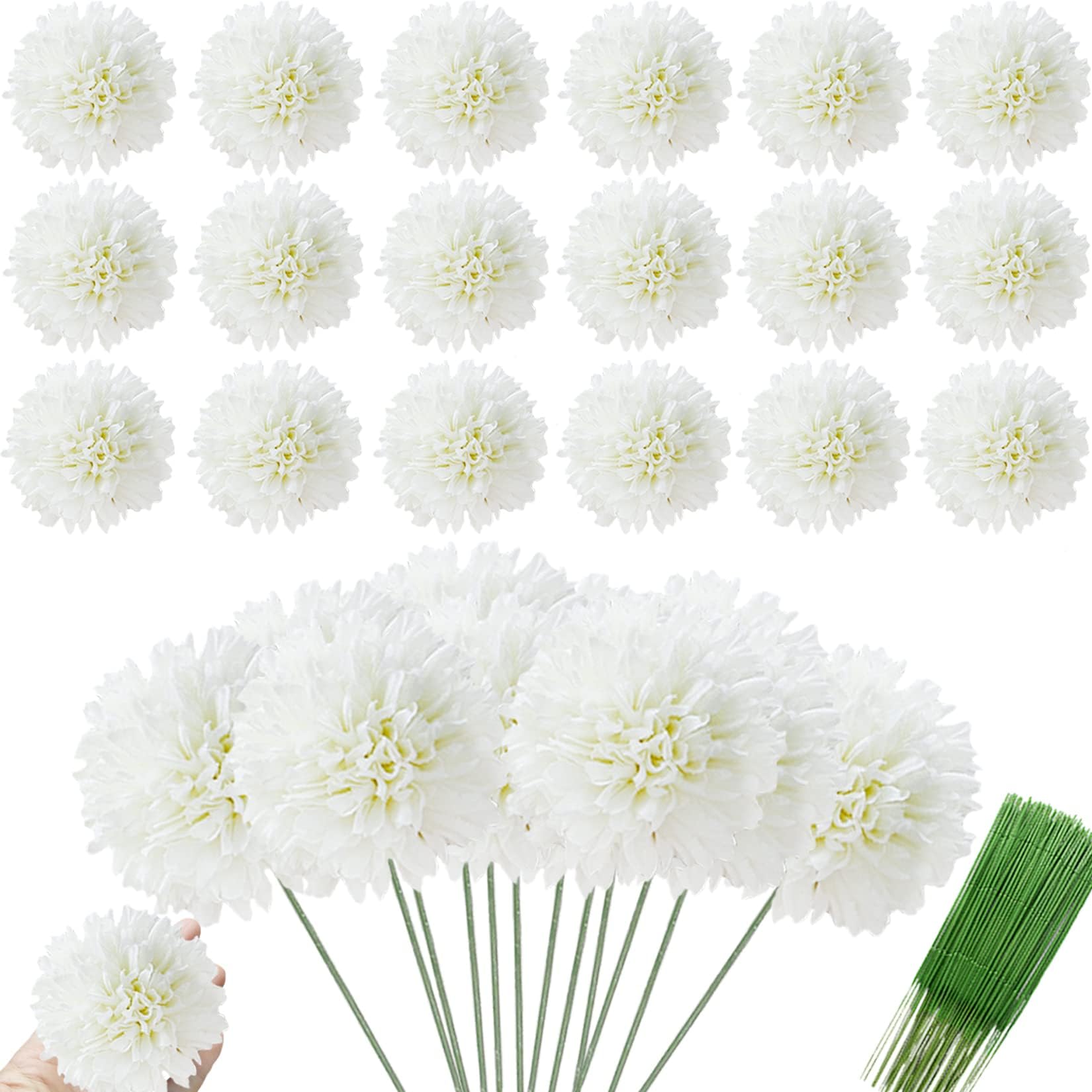 24 Pcs Chrysanthemum Flowers Artificial Ball Flowers