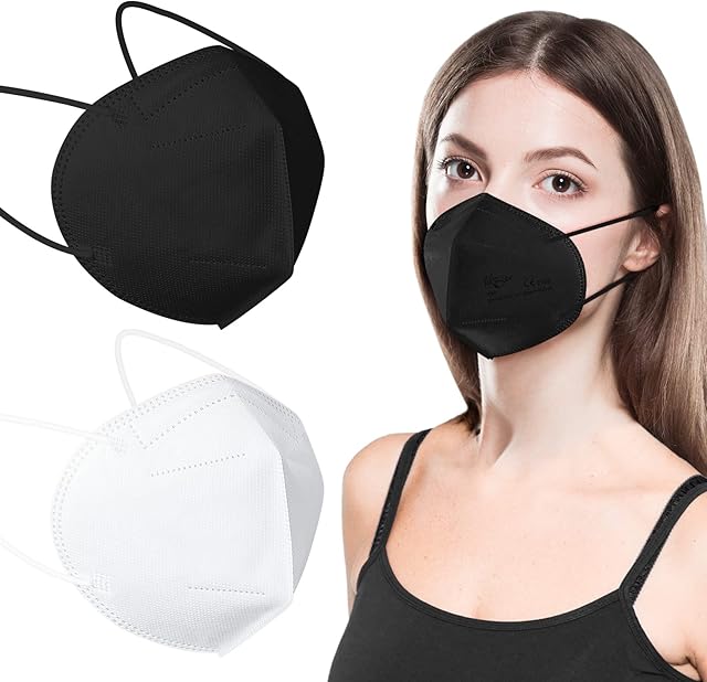 KKmier FFP2 Masks, 30pcs FFP2 Face Masks Coloured Black UK CE Certified EN 149:2001+A1:2009 Standard Face Mask FFP2, 5-Layer Filtering Particle > 95%