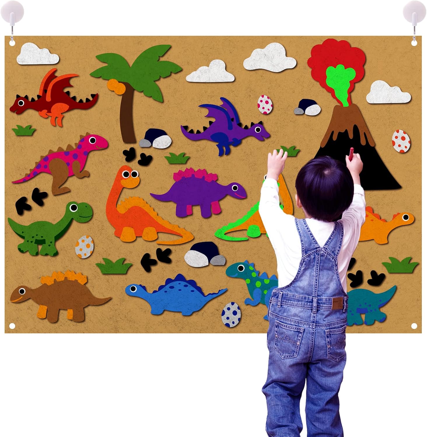 Amazon.com: INFUNLY Dinosaur Felt Story Board Set 41 Pieces Dinosaur ...