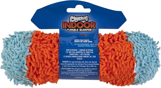 Chuckit! Indoor Fetch Tumble Bumper Dog Toy (8.5 Inch), Orange and Blue