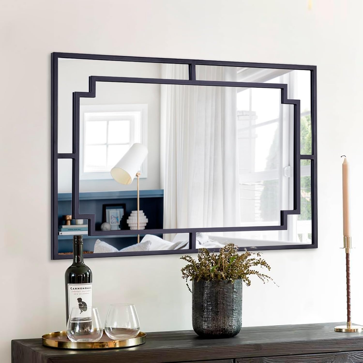 Amazon.com: Autdot Black Mirror for Wall, 36'' x 24'' Large Decorative ...