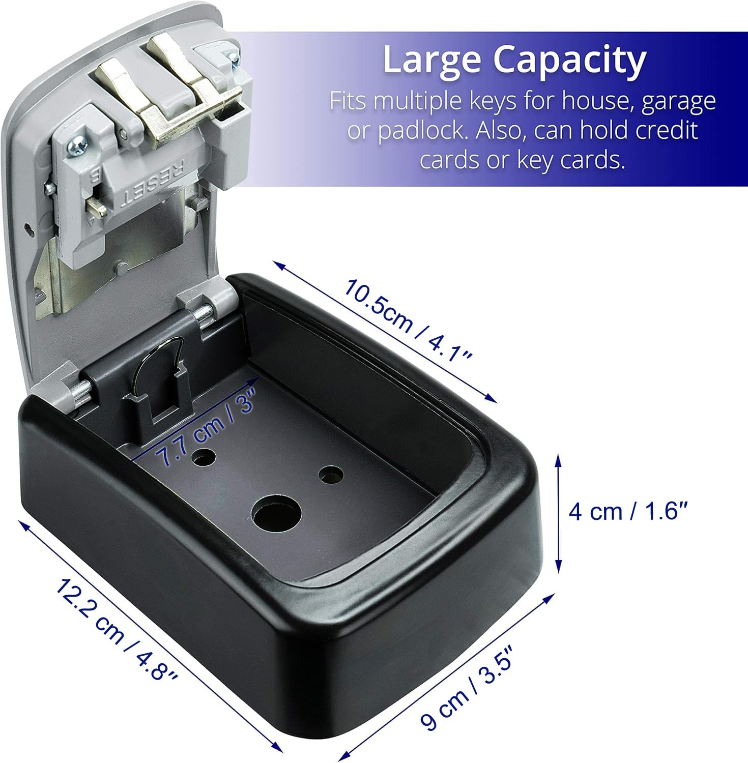 DSL Key Safe Box Wall Mounted Outdoor, Waterproof 4 Digit Combination Lock Box for Home Garage, Airbnb & Office - Image 2