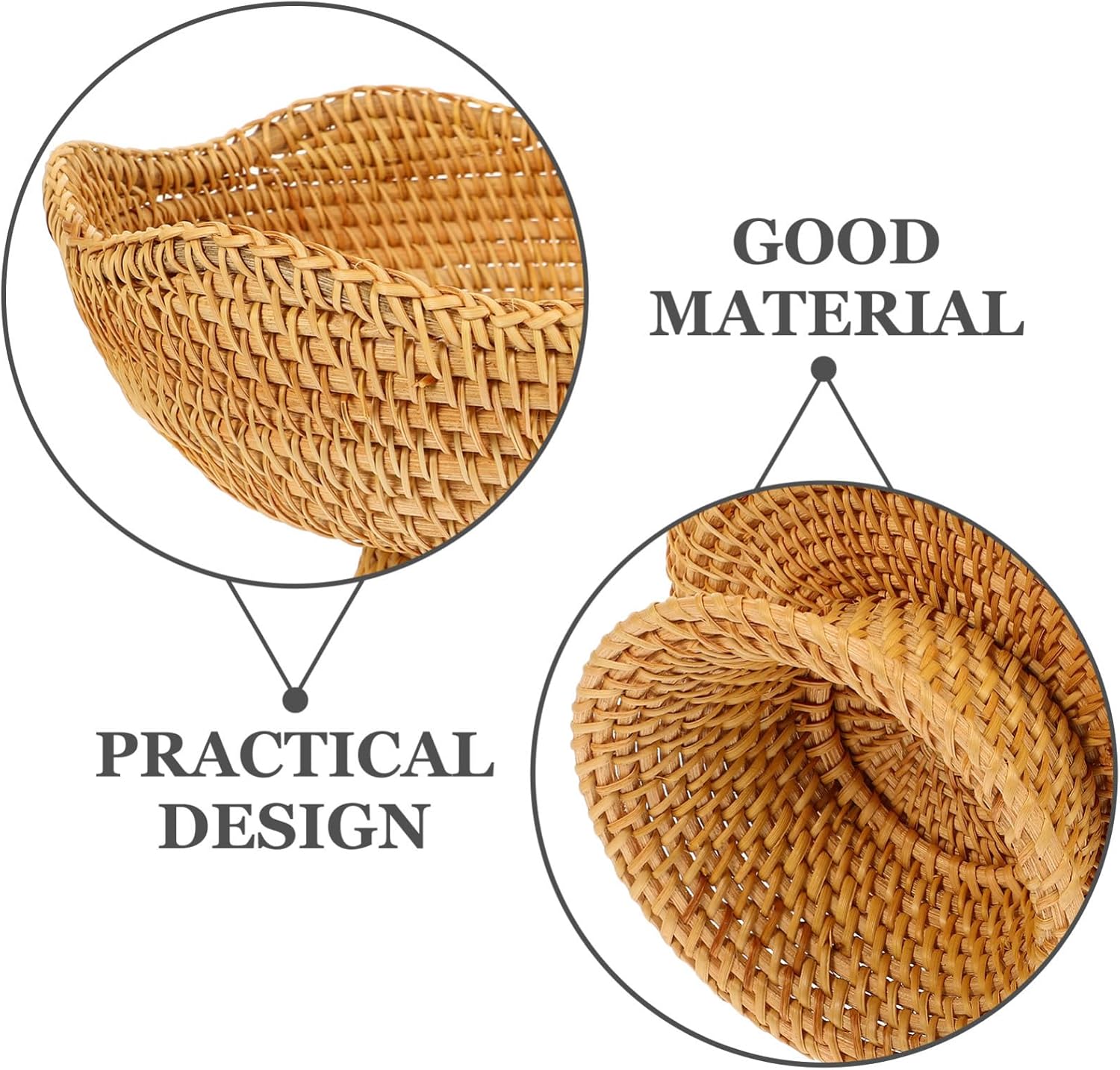 FAVOMOTO Rattan Bread Basket, Round Wicker Serving Basket Bowl Restaurant Food Serving Bowls Decorative Woven Storage Tray for Kitchen Counter Organizing