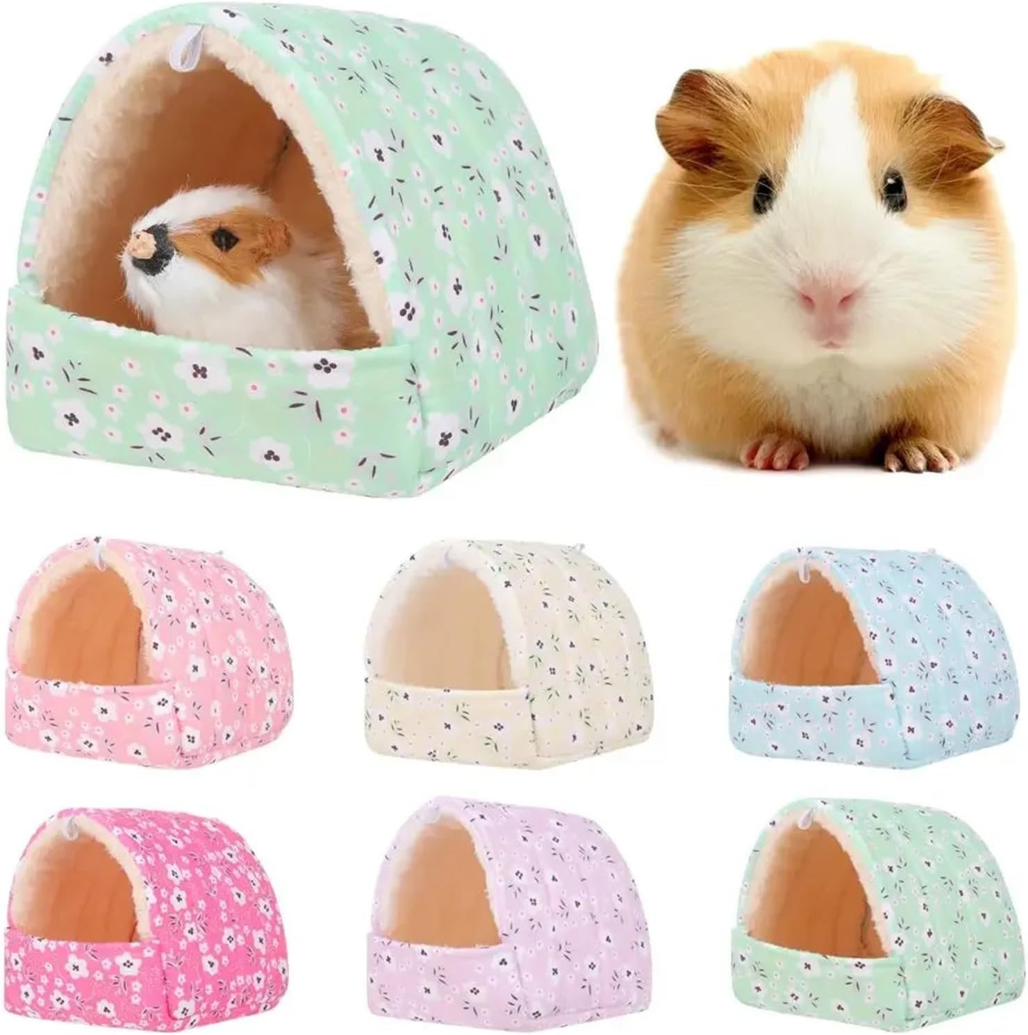 Guinea Pig Bed Cute Winter Rabbit Squirrel Mini Cage Guinea Pig Nest Small Animal Sleeping Bed Hamster House Comfortable Soft Plush Warm Mat(C-3,Medium)