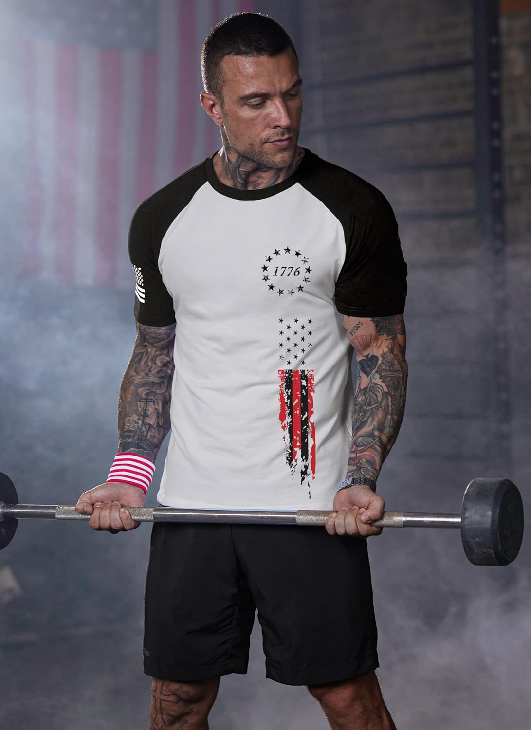 Mainfini Men America Flag Raglan Shirt Muscle Patriotic 4th of July Tee Shirts (S-3XL) - Image 5