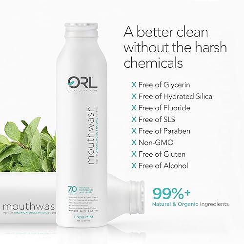 Miniatura 5 de ORL Enjuague bucal natural y orgánico sin alcohol formulado exclusivamente para limpiar la boca, blanquear los dientes, fortalecer el esmalte dental