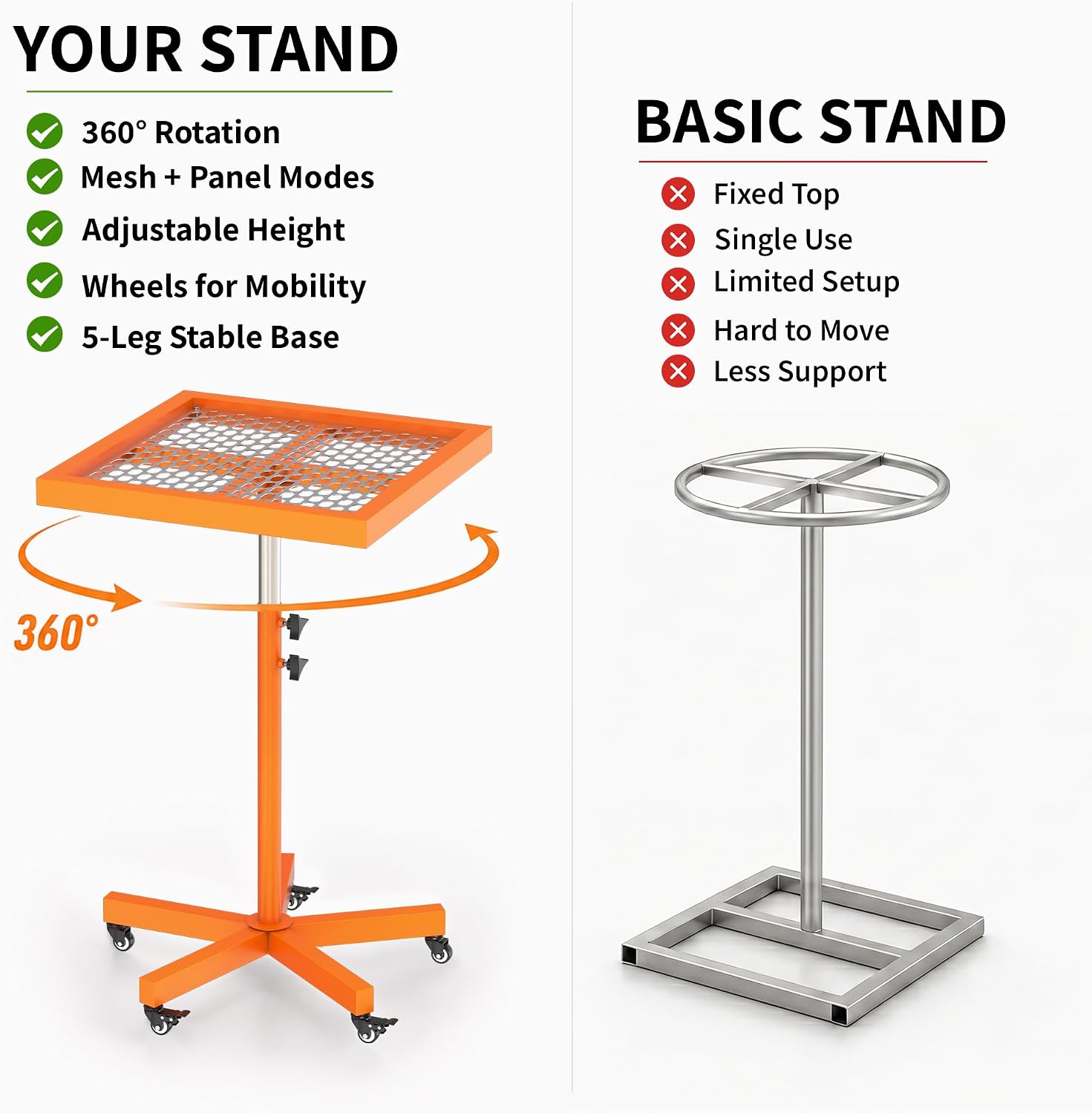 MOOFI 360° Lifting Spray Painting Table/Rotating Spray Paint Rack, 27.8-39.8“ Height Adjustable Stable Paint Rack for Cabinet Paint Stand Door and Car