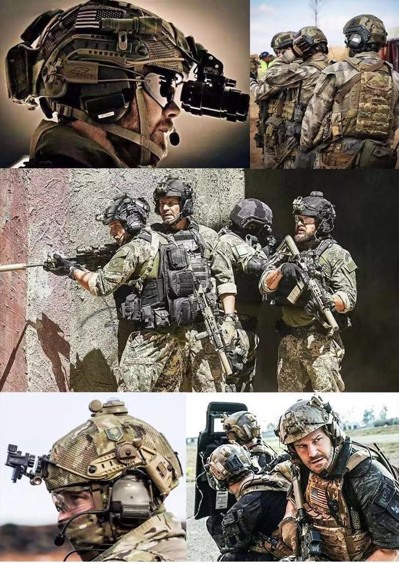 Airsoft Paintball PJ TypeTactical Helmet for with NVG Bracket and Side Guide Rail Military Tactical Gear,for Cosplay Outdoor Activities