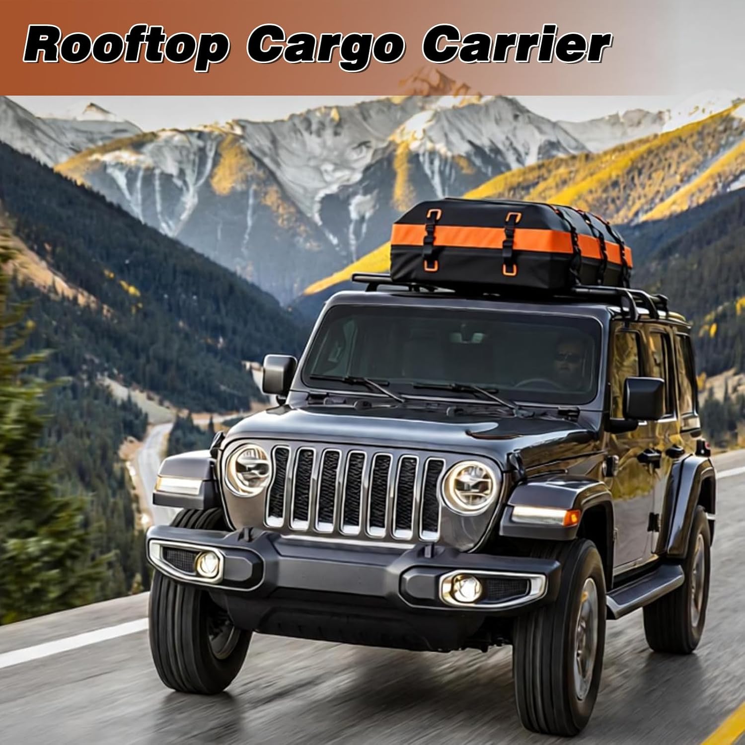 Premium Car Roof Bag, 20 Cubic Heavy Duty Cargo Carrier Bag for All Cars with/Without Rack, Waterproof Car Roof Cargo Carrier with Anti-Slip Mat, 6 Door Hooks, Luggage Lock
