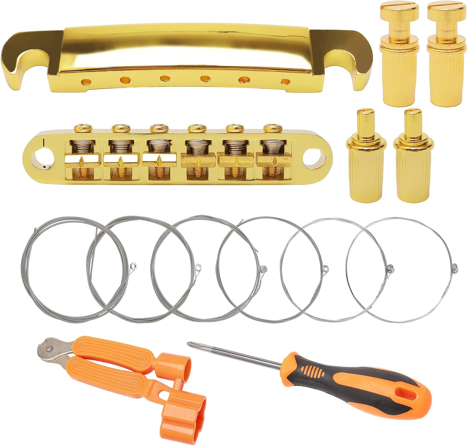 Unxuey Combo Kits 6 String Gold TuneOMatic Guitar Bridge Tailpiece