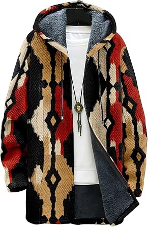 LOAIHA Mens V-Neck Fashion Geometric Pattern Color-Block Classic Zipper Business Casual Outerwear for Fall and Winter