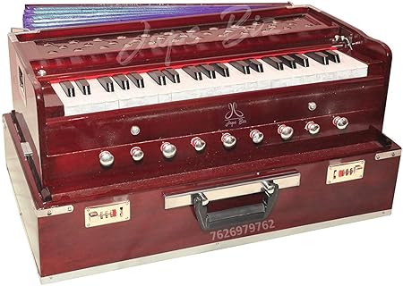 JAPS BIZ Folding Harmonium with 42 Keys, 9 Stopper,7 Bellow, Two Reed(Bass-Male), with Coupler Free Padded Carry Bag