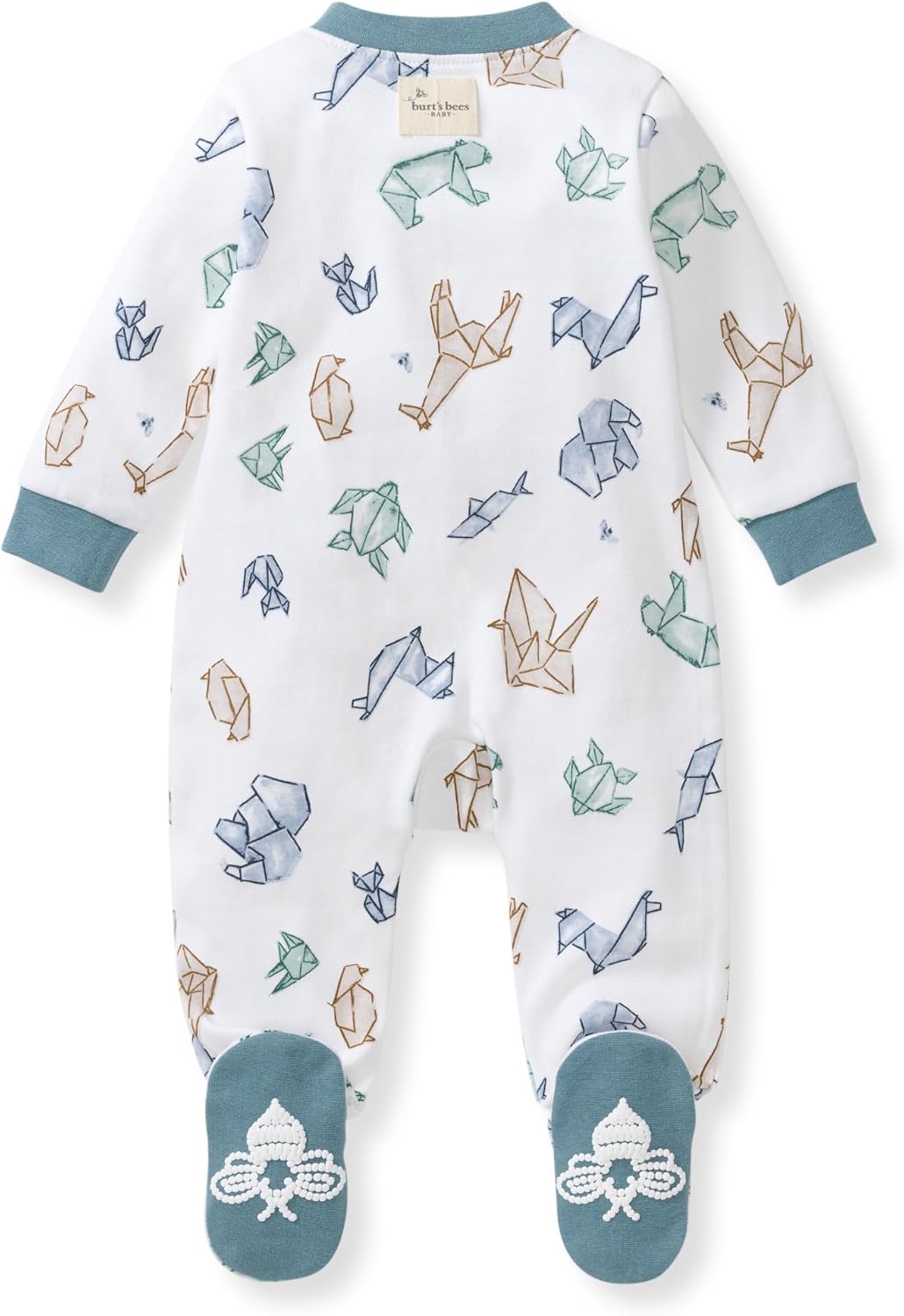 Burt's Bees Baby Boys Sleep and Play PJs, 100% Organic Cotton One-Piece Zip Front Romper Jumpsuit Pajamas - Image 2