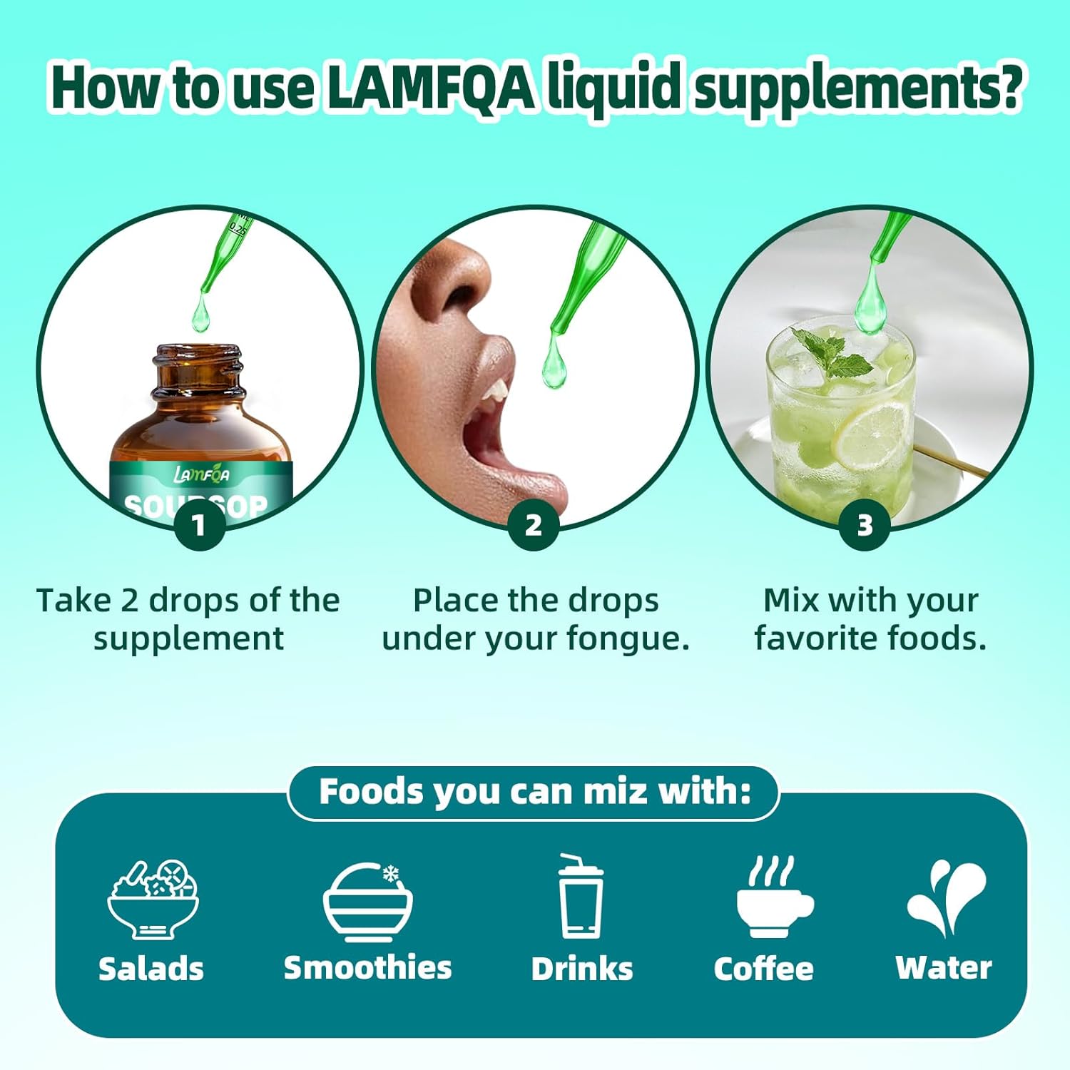 Soursop Bitters Liquid 10-in-1 with Ashwagandha, Black Seed Oil & Turmeric, Gotu Kola for Immune Support, Gut Health, Cell Regeneration & Antioxidant, Vegan, Non-GMO, Sugar-Free, 2 Fl Oz - Image 5