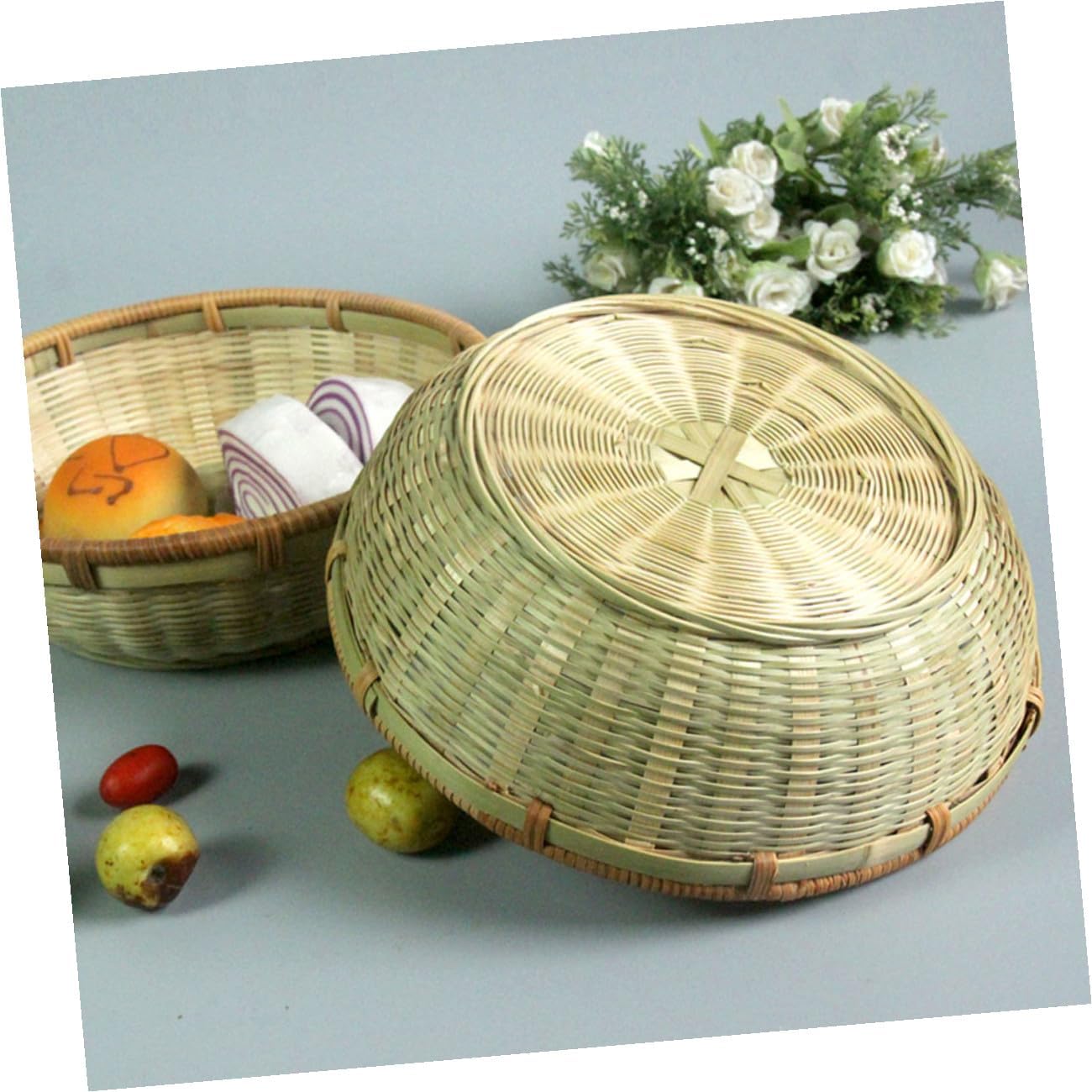 FRCOLOR 3pcs Bread Basket Set Drainage, Handwoven Kitchen Organizer and Food Serving Basket for Home Storage and Fruit Display