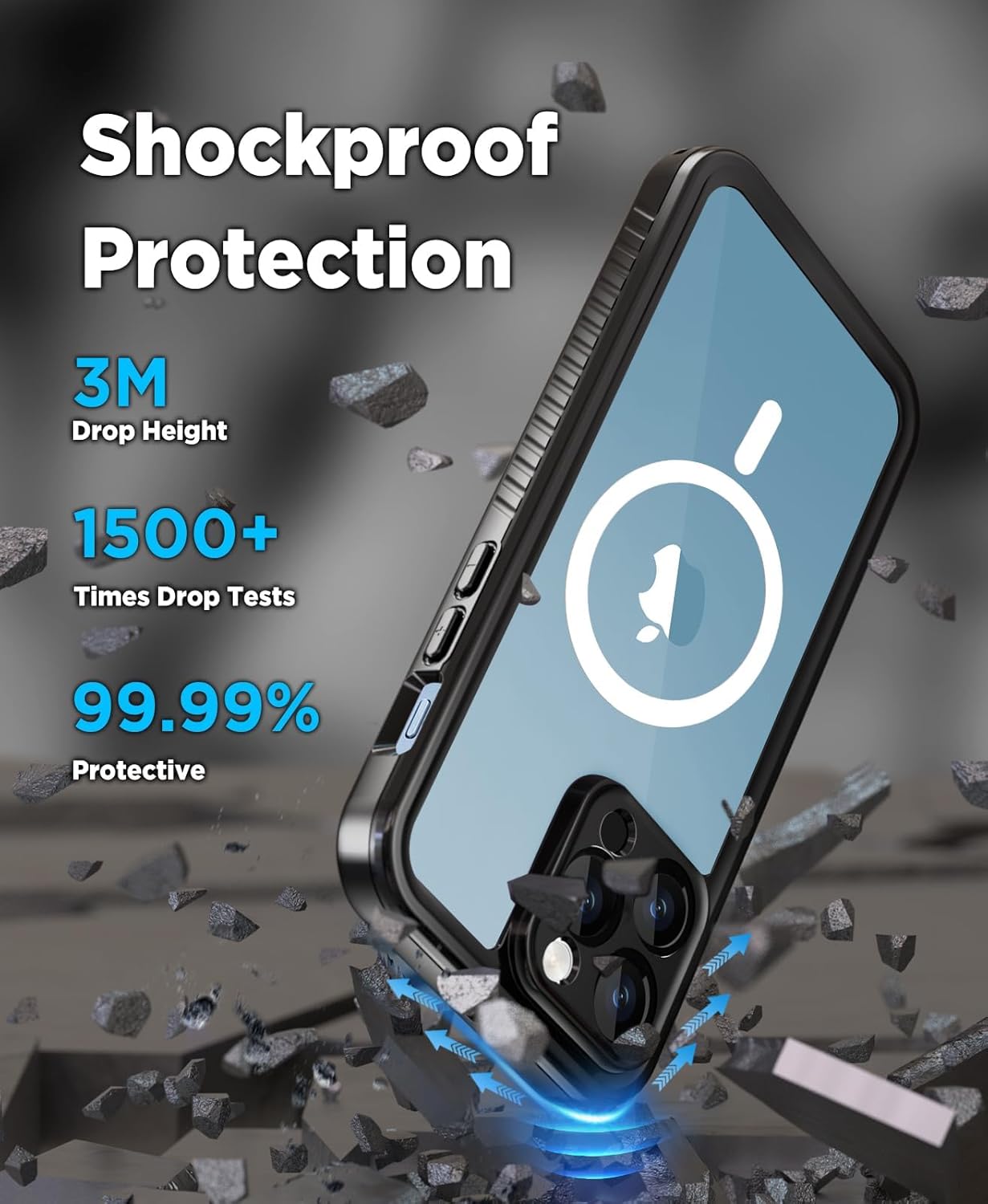 Beeasy for iPhone 13 Pro Max Waterproof Case with Magsafe, IP68 Underwater Military Grade, Phone Case with Shockproof, Dustproof, Rugged 360 Full Body Protection Cover with Built-in Screen Protector
