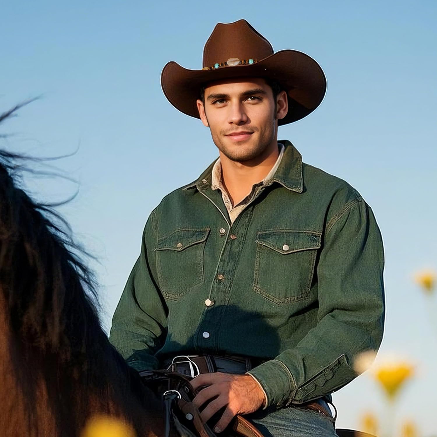 6Pcs Cowboy Hat Bands Ethnic Western Hat Bands for Cowboy Hats Cowgirl Turquoise Hatbands Beaded Hat Bands for Women Men - Image 5