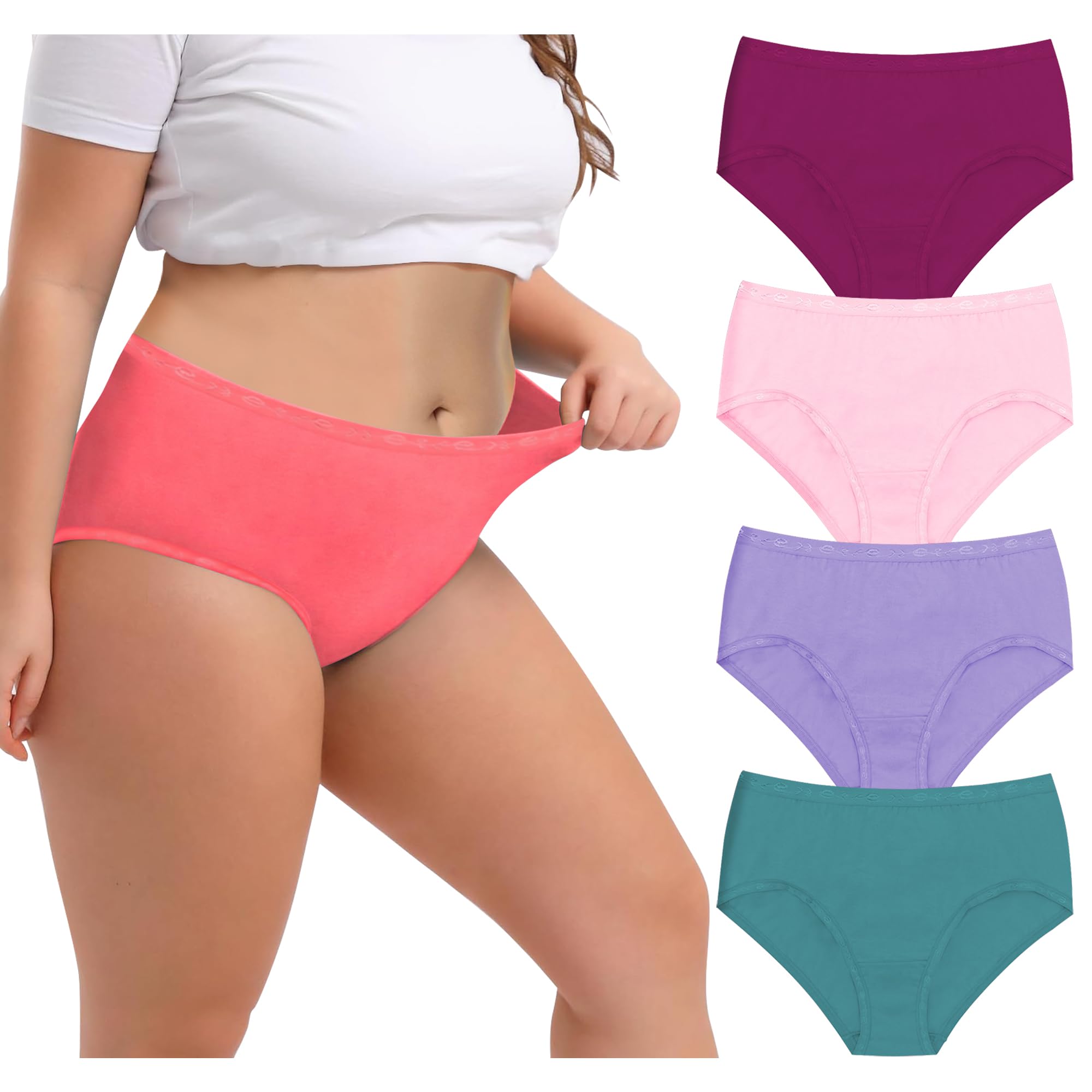 Plus Size Panties for Women Combo Cotton Hipster Briefs Ladies Underwear for Woman Innerwear Panty Set for Women Cotton Hipster (Pack of Any Random Colour) Multicolour-image-22