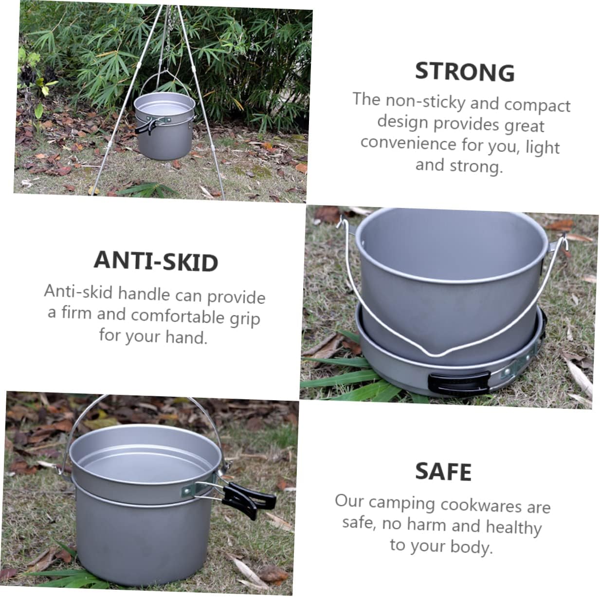 Generic 1 Set Camping Hanging Pot Picnic Basket Tripods Pots Camping Bed Tent Kettle Mini Pan Campfire Camping Essentials Portable Grill Outdoors for Camping Pot Collapsible Aluminum Oxide
