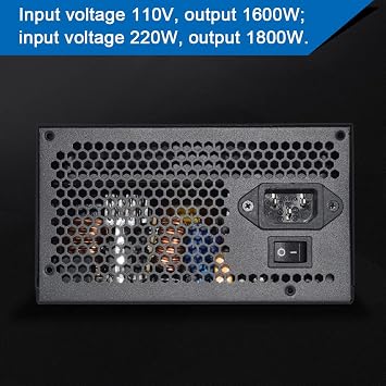 1600W Mining Power Supply,110V-220V PC PSU Mining Rigs Power Supply Support 6 GPU Card for BTC ETH ETC ZEC ZCASH DGB XMR Miner with Cooling Fan