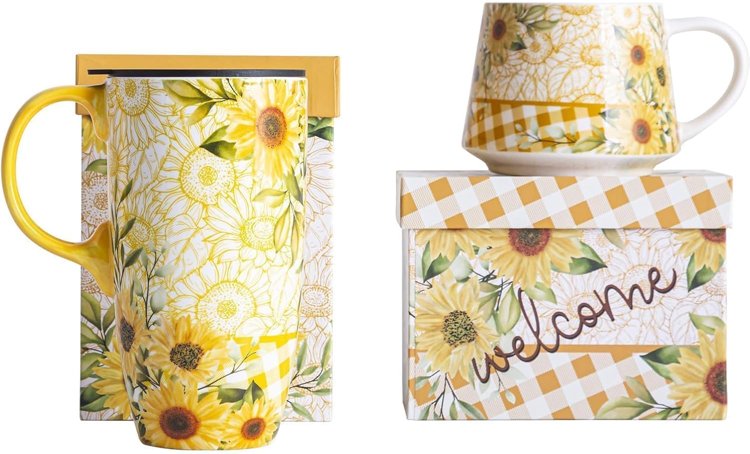 Topadorn Ceramic Coffee Mug 12Oz, Porcelain Tea Cups With Handle, Microwave & Dishwasher Safe, Large Latte Mug for Men Women Office Work, Sunflower - Image 8