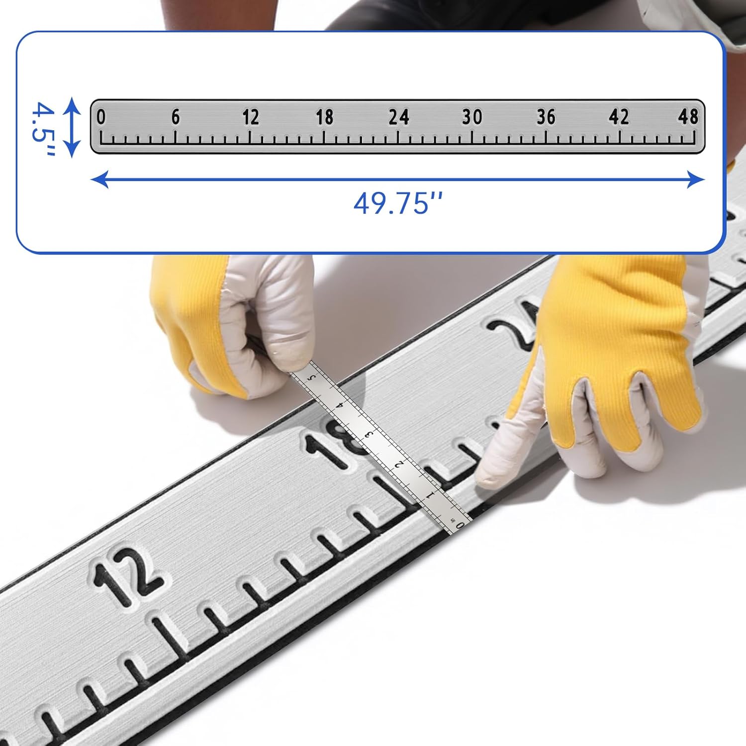 Foam Fish Ruler with 3M Self-Adhesive Backing,EVA Foam Fish Measuring Ruler for Boat Accessories Marine Fish Ruler for Boat,Fish Measuring Tape for Fishing Boat,Cooler Ruler(48 in/Mid grey with Black)