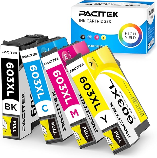 PACITEK 603XL Ink Cartridges Replacement for Epson 603 XL Ink for Use with Epson Workforce WF-2830 WF-2830DWF WF2830 WF2850 WF2835, Epson Expression Home XP4100 XP2100 XP3100 XP4105 XP21054 Pack